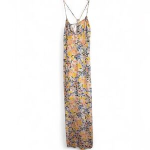 NWT Sage The Label‎ Long Floral Strappy Tie Back Dress Medium Maxi Romantic Date